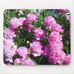 White Pink Peony Mousepad