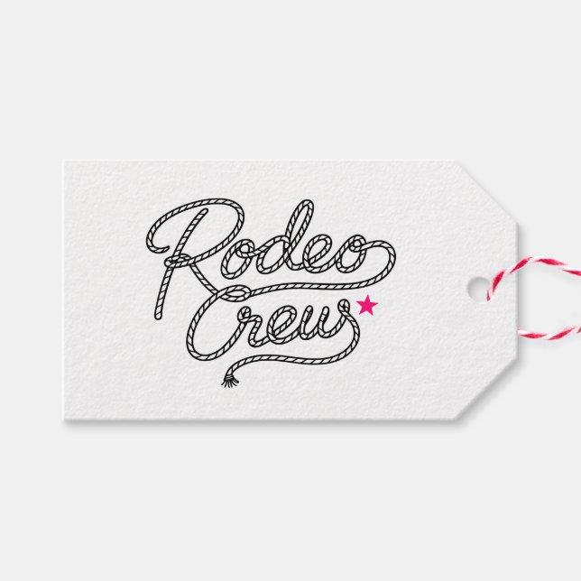 White Pink Rodeo Crew Bachelorette Party Geschenkanhänger (Vorderseite (Horizontal))