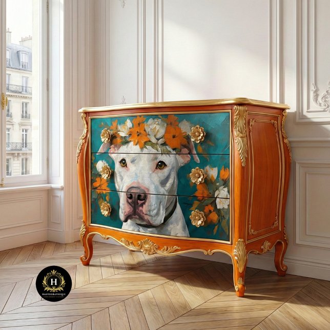White Pit Bull Decoupage Seidenpapier (Von Creator hochgeladen)