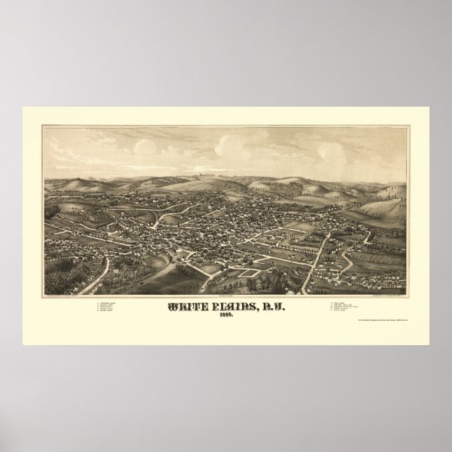 White Plains, NY Panoramic Map - 1887 Poster (Vorne)