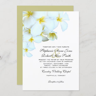 White Plumeria Beach Wedding Invitations