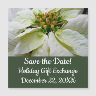 White Poinsettia Elegante Weihnachtsfeiertage Magnetkarte