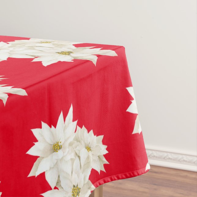 White Poinsettia Tableclout Tischdecke (Beispiel)