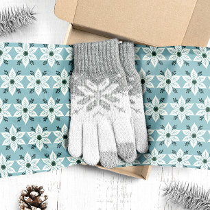 White Poinsettias über Blue Christmas Seidenpapier