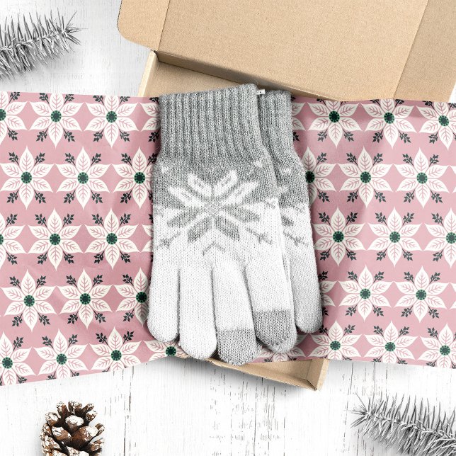 White Poinsettias über Pink Weihnachten Seidenpapier (Von Creator hochgeladen)