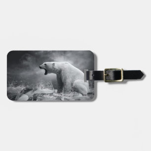 White Polar Bear Junter auf Eis im Wasser Gepäckanhänger