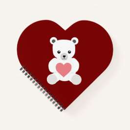 White Polar Teddy Bear mit Heart Notebook Notizbuch