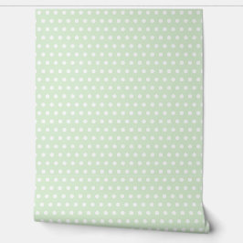 White Polka Dot auf blassgrünem Muster Tapete