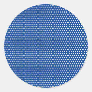 White Polka Dot auf blauem Hintergrund Runder Aufkleber