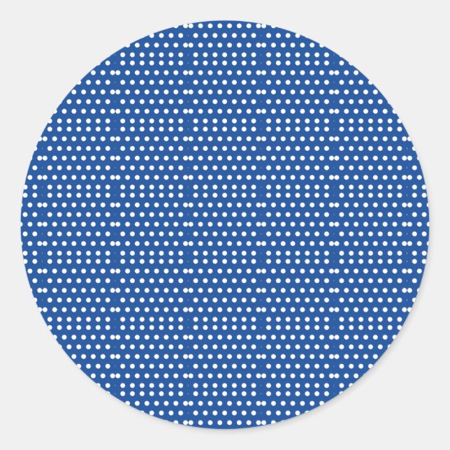 White Polka Dot auf blauem Hintergrund Runder Aufkleber (Vorderseite)