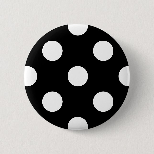 White Polka Dot auf schwarzem Muster Button (Vorderseite)