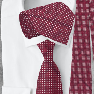 White Polka Dot Burgundy Red NeckTie Krawatte