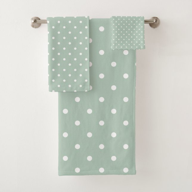 White Polka Dot Green Badhandtuch Set (Insitu)