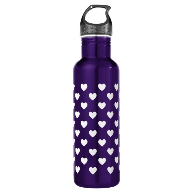 White Polka Dot Hearts Edelstahlflasche (Vorderseite)