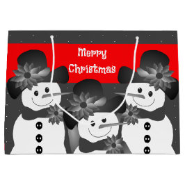 White Polka Dot Snowman Frohe Weihnachten Große Geschenktüte