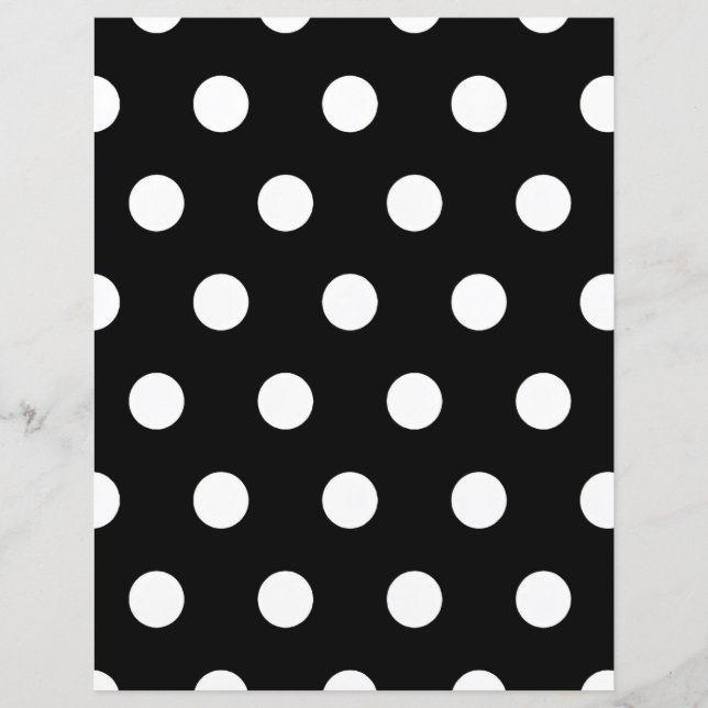 White Polka Dot über schwarzes Stationarpapier (Vorderseite)
