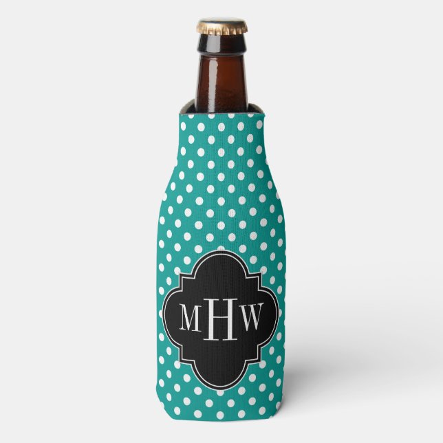 White Polka Dots 3I Monogram Flaschenkühler (Flaschenvorderseite)