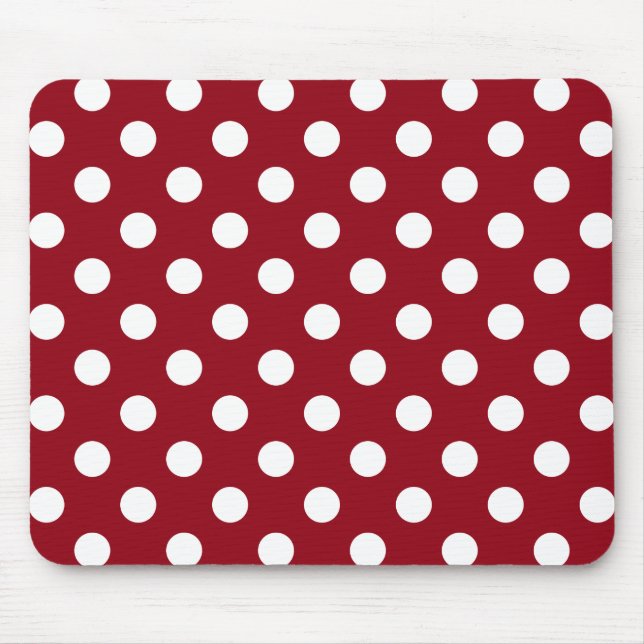 White Polka Dots auf Crimson Red Mousepad (Vorne)