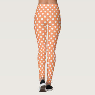 White Polka Dots auf Mandarine Orange Leggings