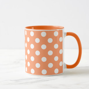 White Polka Dots auf Mandarine Orange Tasse