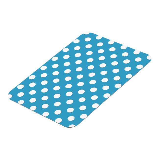 White Polka Dots auf Peacock Blue Background Magnet (Linke Seite)