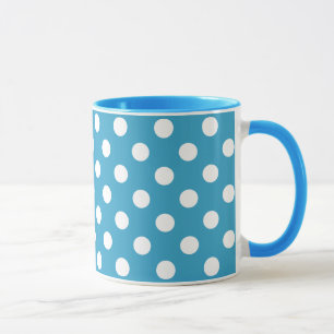 White Polka Dots auf Peacock Blue Background Tasse