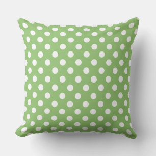 White Polka Dots auf Pistachio Green Kissen
