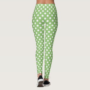 White Polka Dots auf Pistachio Green Leggings