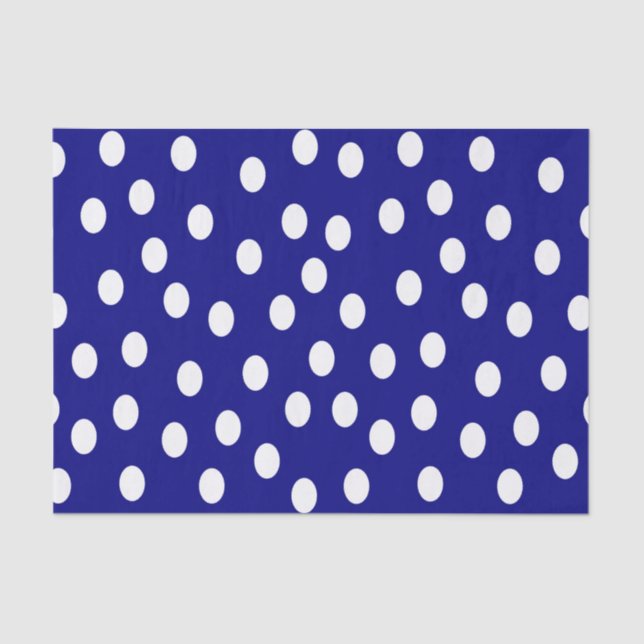 White Polka Dots Blue Seidenpapier (Vorderseite)