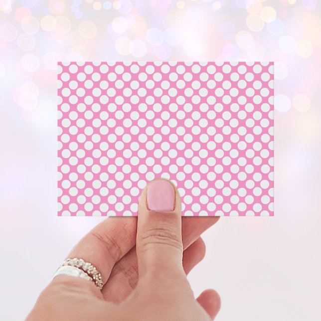White Polka Dots Business Card Visitenkarte (Pink and white polka dot business cards.)