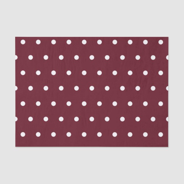White Polka Dots Muster auf Herbst Burgund Seidenpapier (Vorderseite)