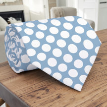 White Polka Dots on Baby Blue Custom Necktie