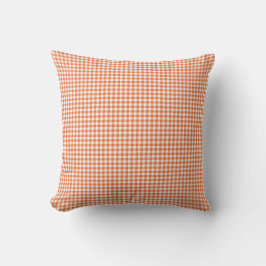 White Polka Dots on Bright Red, Orange Gingham Kissen