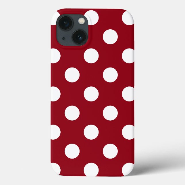 White Polka Dots on Crimson Red Case-Mate iPhone Hülle (Rückseite)
