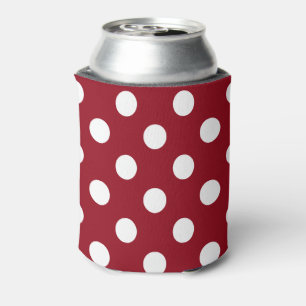 White Polka Dots on Crimson Red Dosenkühler