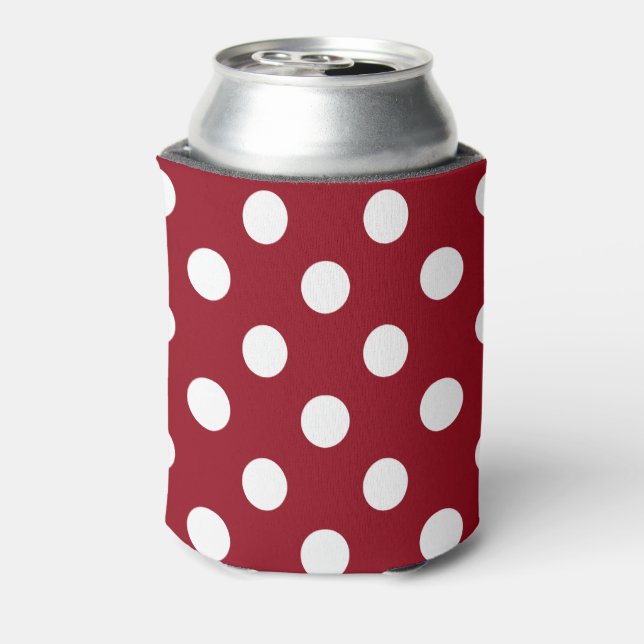 White Polka Dots on Crimson Red Dosenkühler (Kanne Rückseite)