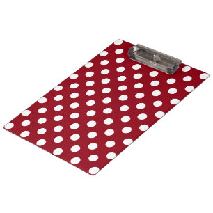 White Polka Dots on Crimson Red Klemmbrett