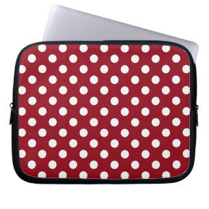 White Polka Dots on Crimson Red Laptopschutzhülle