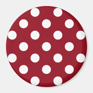 White Polka Dots on Crimson Red Magnet