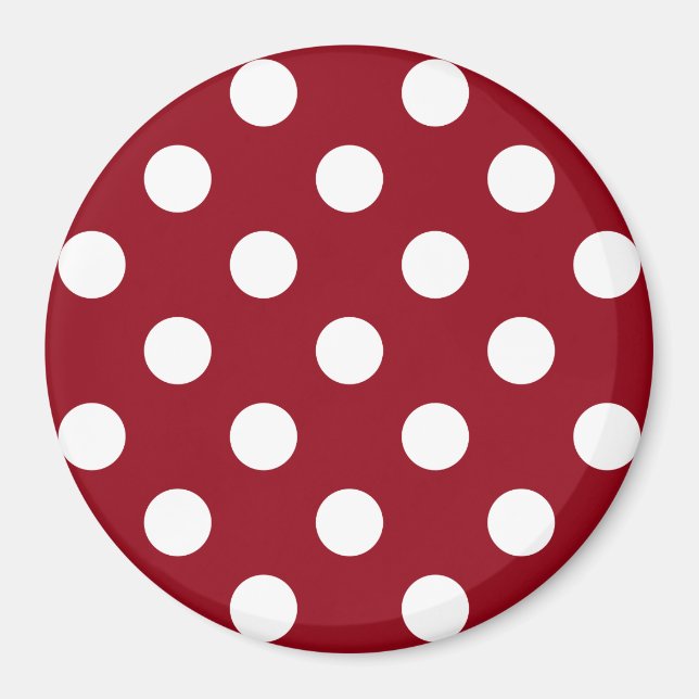 White Polka Dots on Crimson Red Magnet (Vorne)