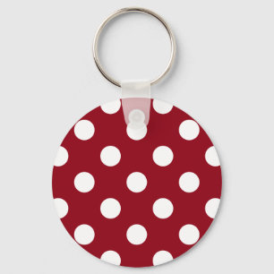 White Polka Dots on Crimson Red Schlüsselanhänger