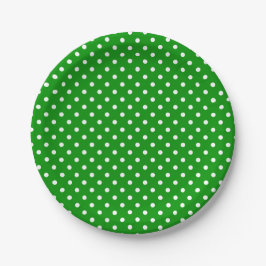 White Polka Dots on Green Pappteller