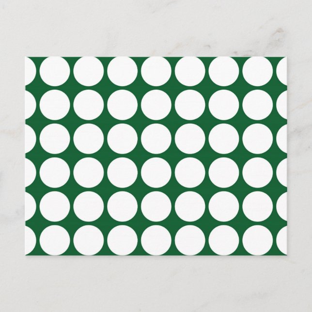 White Polka Dots on Green Postkarte (Vorderseite)