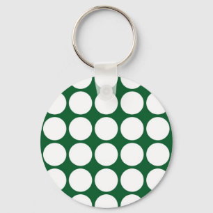 White Polka Dots on Green Schlüsselanhänger