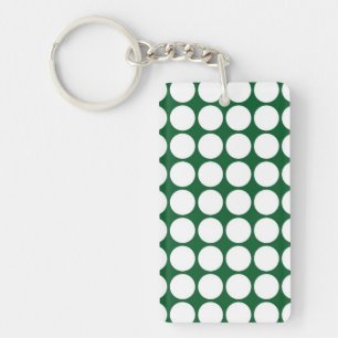 White Polka Dots on Green Schlüsselanhänger