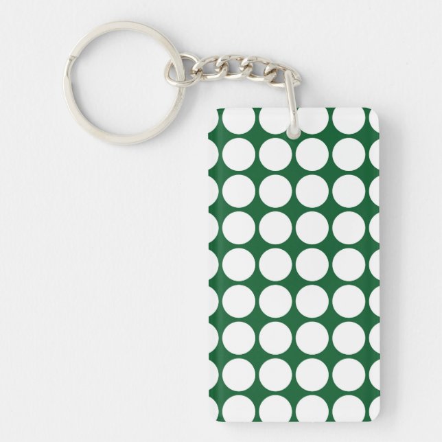 White Polka Dots on Green Schlüsselanhänger (Vorderseite)