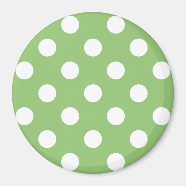 White Polka Dots on Pistachio Green Magnet (Vorne)