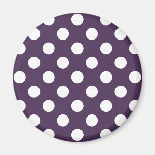 White polka dots on plum purple magnet