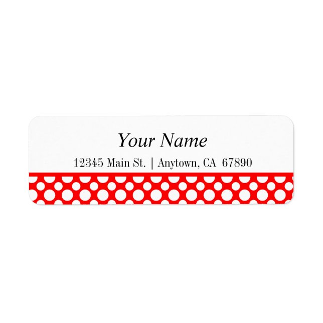 White Polka Dots on Red Return Address Label (Vorne)