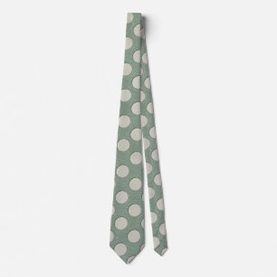 White Polka Dots on Sage Leather Print Krawatte